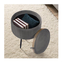 Side Table Storage Ottoman Velvet Stool Footstool Cleo Grey