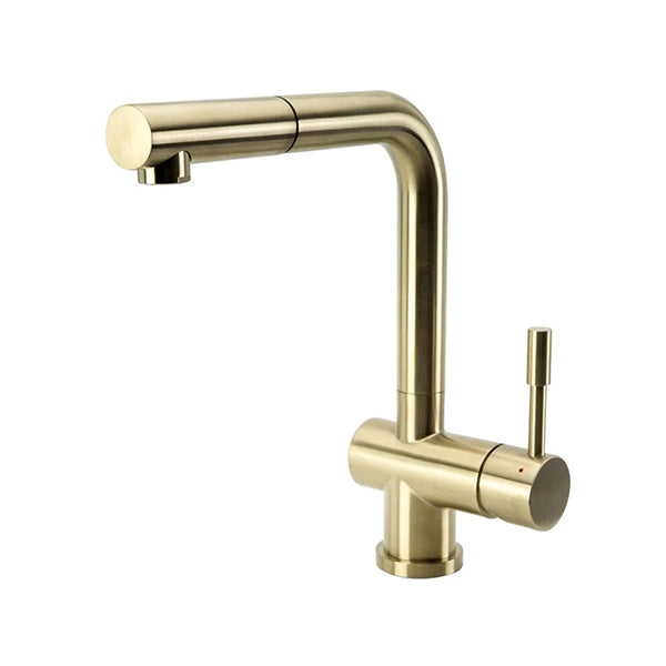 Sigge Stainless Steel Kitchen Mixer Tap With Pull Out Brushed Brass