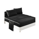 Silky Satin Sheets Fitted Flat Queen Black