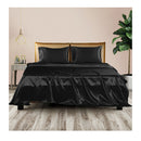 Silky Satin Sheets Fitted Flat Queen Black
