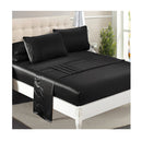 Silky Satin Sheets Fitted Flat Queen Black