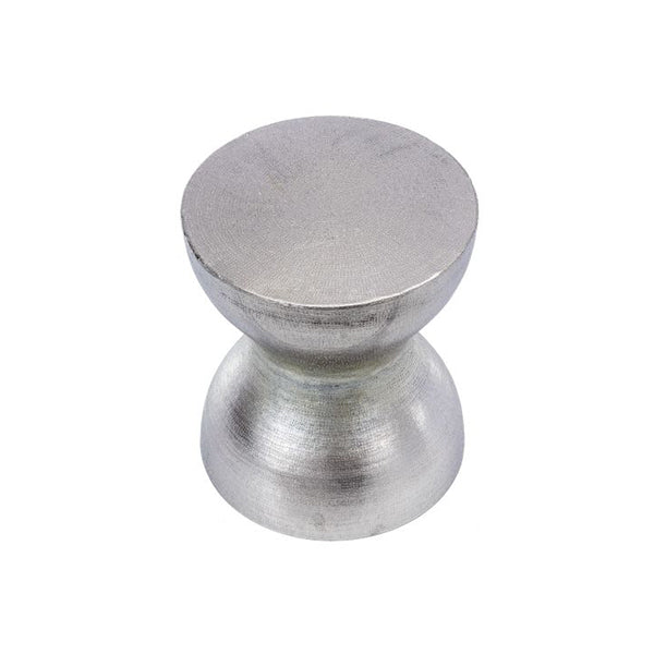 Silver Hammered Hourglass Stool