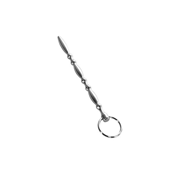 Silver Metal Beaded Urethral Plug With Ring