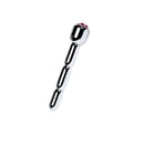 Silver Metal Urethral Plug With Ruby Rhinestone