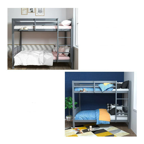 Single Bunk Bed Frame Solid Pine 2 In 1 Modular Design Convert To 2 Single Beds Grey
