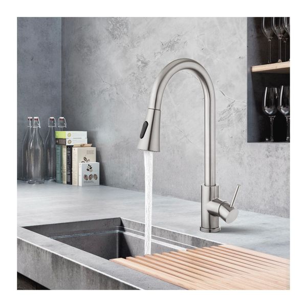 2 Modes Kitchen Sink Mixer Tap Pull Out Swivel Spout Laundry Faucet