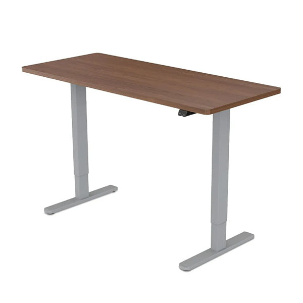 Sit To Stand Up Standing Desk 120X60Cm 72 To 118Cm Walnut Style Silver Frame