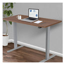 Sit To Stand Up Standing Desk 140X60Cm 72 To 118Cm Walnut Style Silver Frame