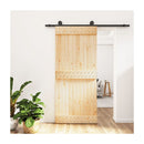 Sliding Door With Hardware Set 90X210 Cm Solid Wood Pine