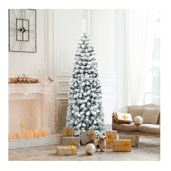 Slim Snow Flocked Christmas Tree For Home Decoration And Gift