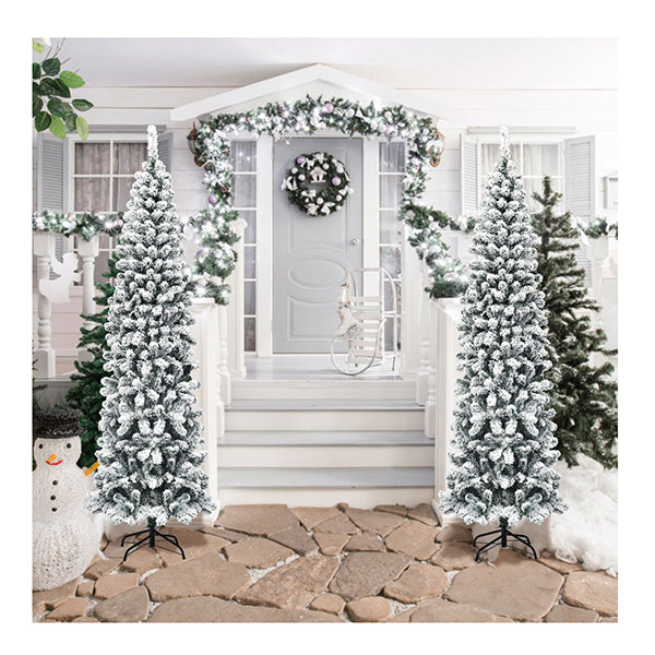 Slim Snow Flocked Christmas Tree For Home Decoration And Gift