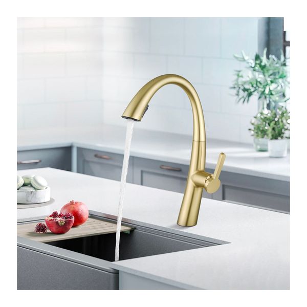 Solid Brass Pull Out Kitchen Sink Mixer Tap Swivel Basin 2 Spray