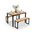 Space Saving Dining Table Set For 4 With 2 Benches For Kitchen Natural