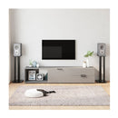 Speaker Stands 2 Pcs Black Tempered Glass 3 Pillars Design