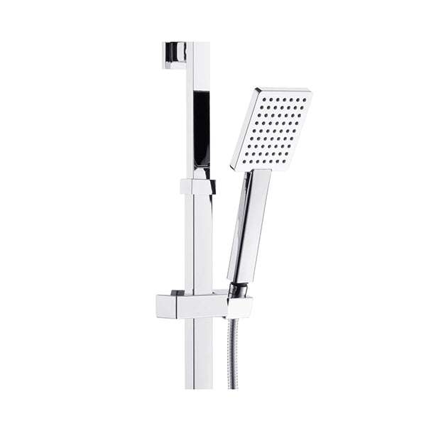 Square 200Mm Rainfall Shower Head Set Chrome With Square Mixer Taps