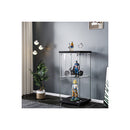 Display Cabinet Tempered Glass 2 Tier With Lock Black