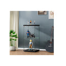 Display Cabinet Tempered Glass 2 Tier With Lock Black