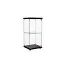 Display Cabinet Tempered Glass 2 Tier With Lock Black