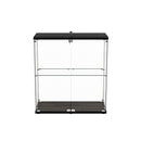 Glass Display Cabinet Lockable Storage 2 Tier Shelf 2 Door