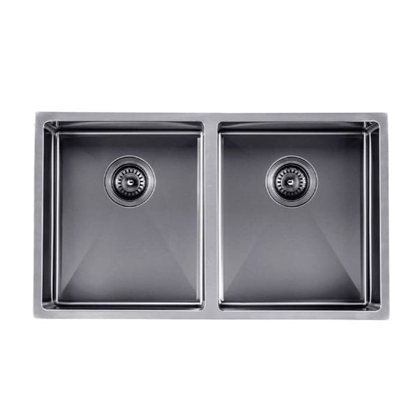 Stainless Steel Kitchen Sink 820Mm Double Bowl Gunmetal Grey Top
