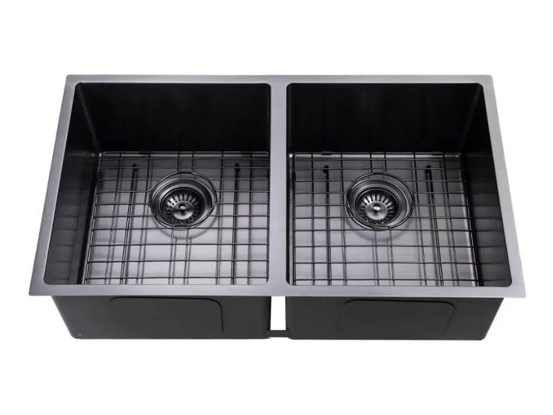 Stainless Steel Kitchen Sink 820Mm Double Bowl Gunmetal Grey Top