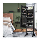 Standing Jewelry Armoire With 18 Led Lights And Mirror Black