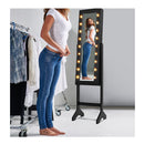 Standing Jewelry Armoire With 18 Led Lights And Mirror Black