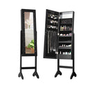 Standing Jewelry Armoire With 18 Led Lights And Mirror Black