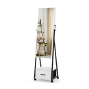 Standing Mirror Jewelry Cabinet With Drawer And Wheels