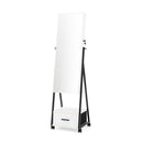 Standing Mirror Jewelry Cabinet With Drawer And Wheels