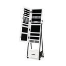 Standing Mirror Jewelry Cabinet With Drawer And Wheels