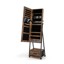 Standing Mirror Jewelry Cabinet With Drawer And Wheels
