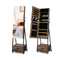 Standing Mirror Jewelry Cabinet With Drawer And Wheels