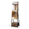 Standing Mirror Jewelry Cabinet With Drawer And Wheels