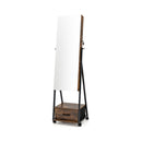 Standing Mirror Jewelry Cabinet With Drawer And Wheels