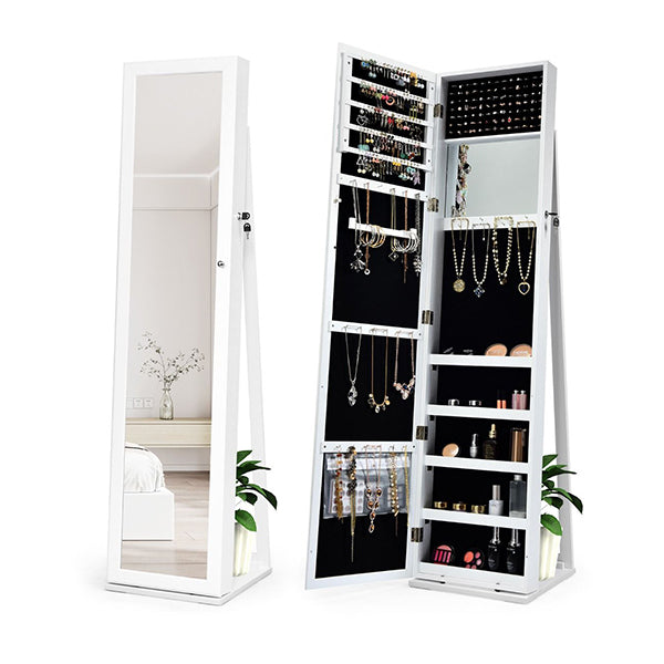 Free Standing Jewelry Armoire With Full Length Mirror For Bedroom