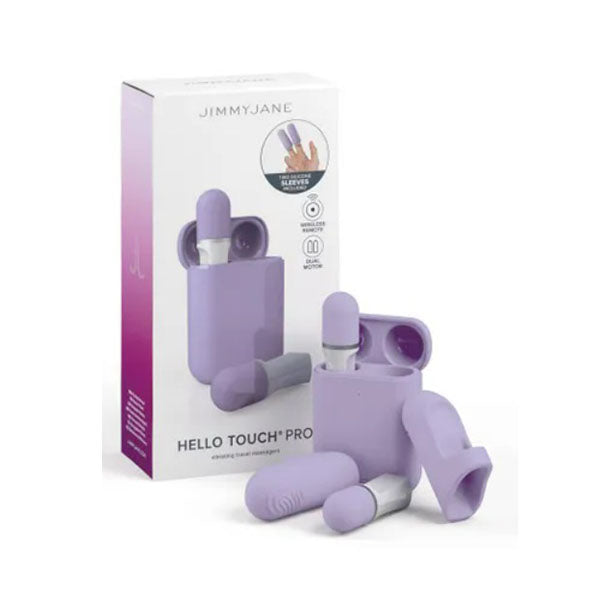 Hello Touch Pro Purple Vibrating Finger Stimulators With Charging Pod