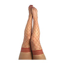 Kixies Claudia Large Diamond Red Fishnet Thigh Highs Red