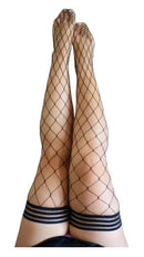 Kixies Michelle Large Diamond Black Fishnet Thigh Highs Black