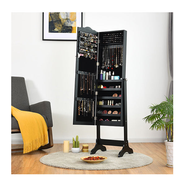 Full Length Lockable Jewelry Storage Armoire With 4 Tilting Angles