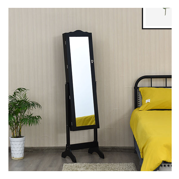 Full Length Lockable Jewelry Storage Armoire With 4 Tilting Angles