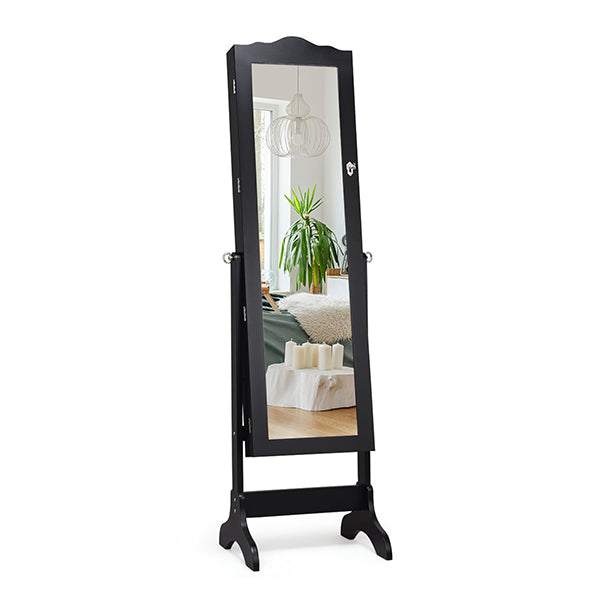 Full Length Lockable Jewelry Storage Armoire With 4 Tilting Angles