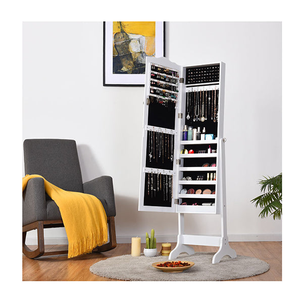 Full Length Lockable Jewelry Storage Armoire With 4 Tilting Angles