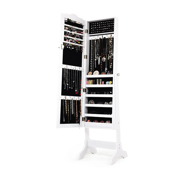 Full Length Lockable Jewelry Storage Armoire With 4 Tilting Angles
