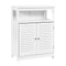 Wooden Storage Cabinet with Lamellar Doors and Shelf for Bathroom