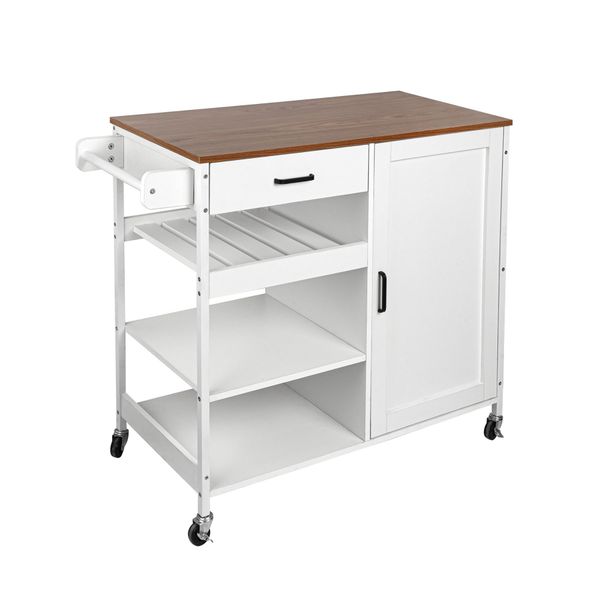 Kitchen Rolling Cart Island Heavy Duty Storage Trolley Cabinet