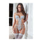 Strappy Chantilly Teddy With Stockings Grey One Size