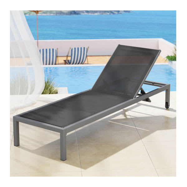 Sun Lounger Outdoor Lounge Chair Patio Furniture Aluminium Wheels Pool