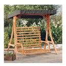 Swing Bench With Canopy Solid Wood Spruce With Teak Finish