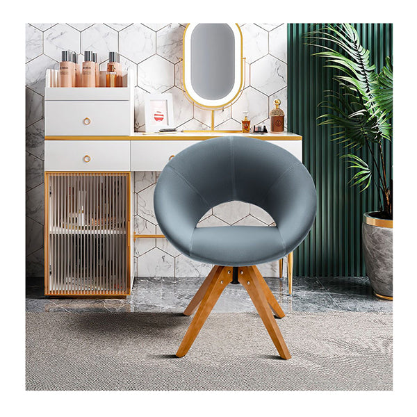 Mid Century Swivel Accent Chair With Oversized Upholstered Seat Grey